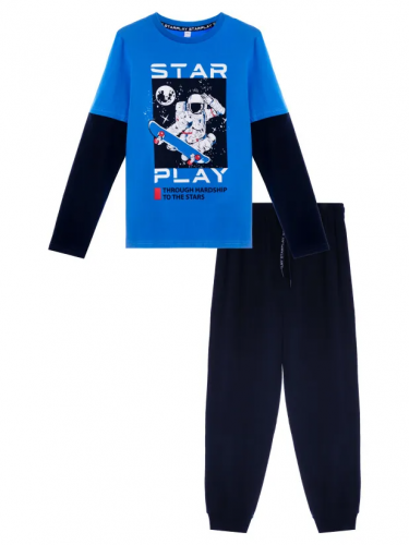 1173 р.  1516 р.  Комплект трикотажный для мальчиков: фуфайка (футболка с длинным рукавом), брюки