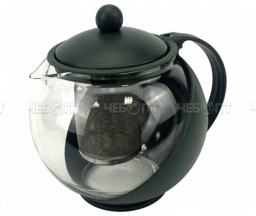 Чайник заварочный 1250 мл с металлическим ситечком, термостойкий не нагревающийся пластик, жаропрочное стекло арт. KTZ-125-004, 50-00-125 [36/48]