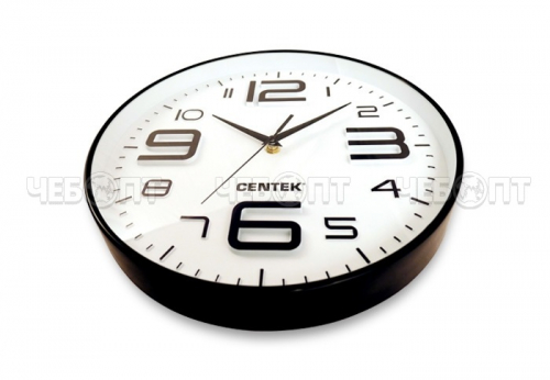 Часы настенные CENTEK CT-7101 с рисунком ОБЪЕМНЫЕ ЦИФРЫ из пластика d - 300 мм [10]