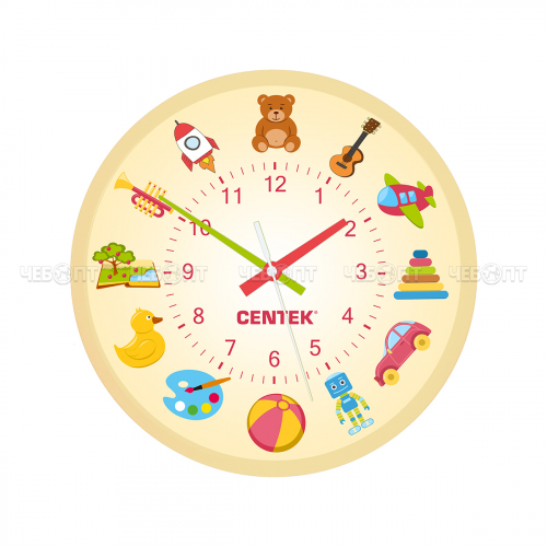 Часы настенные CENTEK CT-7104 с рисунком из пластика d - 250 мм [10]