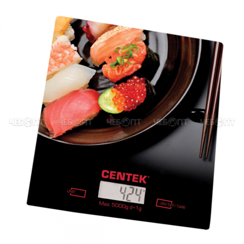 Весы настольные кухонные электронные CENTEK CT-2462 стеклянная платформа, сенсор, LCD- 190*200 см, до 5 кг, шаг 1г [12]