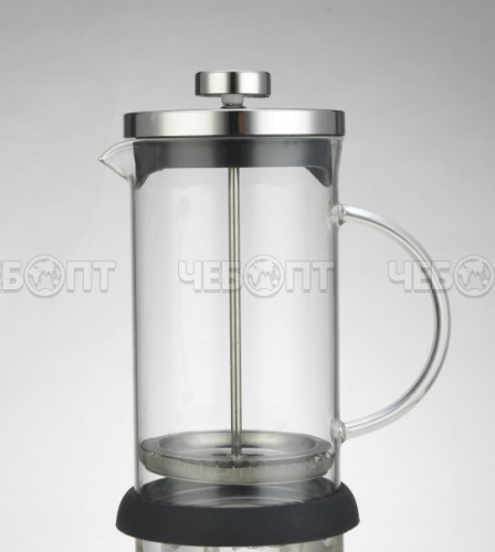 Чайник / кофейник френч-пресс 600 мл MYC-5 жаропрочное стекло, стальной фильтр, крышка из нержавеющей стали арт. 260146 $ [30] GOODSEE