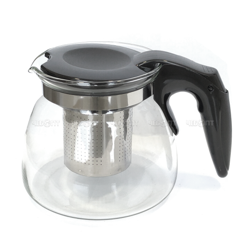 Чайник заварочный 700 мл с металлическим ситечком, пластиковой крышкой и ручкой, жаропрочное стекло арт. SY-138 $ [80] GOODSEE
