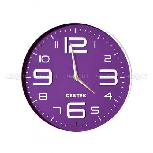 Часы настенные CENTEK CT-7101 с рисунком ОБЪЕМНЫЕ ЦИФРЫ из пластика d - 300 мм [10]