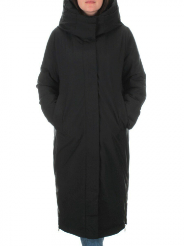 22377 BLACK Пальто зимнее женское облегченное (150 гр. холлофайбера) размер XL - 52 российский