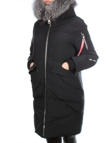 CU-19056 BLACK Пальто женское зимнее CUTEELF (200 гр. холлофайбера) размер L - 46российский