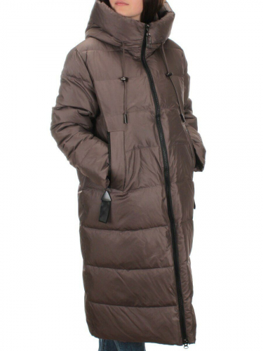 H-2208 DK.BROWN Пальто зимнее женское (200 гр .холлофайбер) размер 50