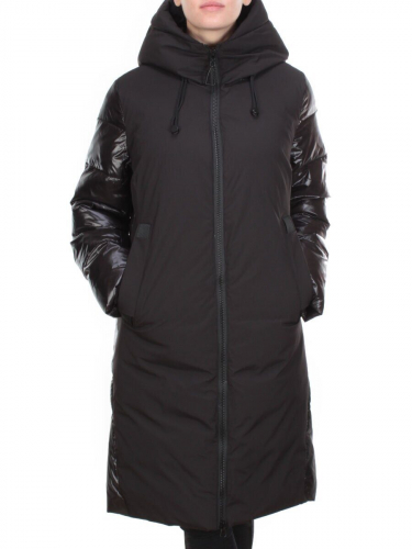 2235 BLACK Пальто женское зимнее AKIDSEFRS (200 гр. холлофайбера) размер 50