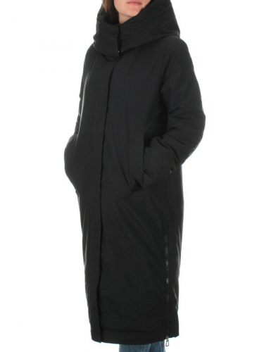 22377 BLACK Пальто зимнее женское облегченное (150 гр. холлофайбера) размер XL - 52 российский