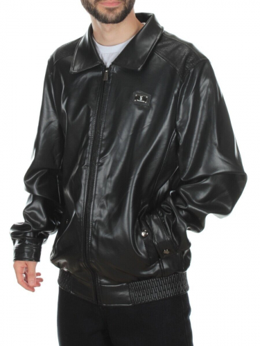P2117 BLACK Куртка из эко-кожи мужская размер 48 российский