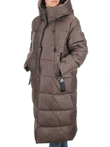 H-2208 DK.BROWN Пальто зимнее женское (200 гр .холлофайбер) размер 50