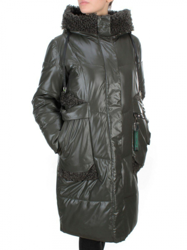 21-985 DARK GREEN Пальто зимнее женское AIKESDFRS (200 гр. холлофайбера) размер 52