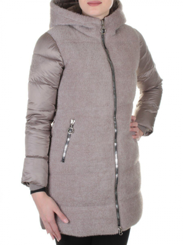 3010 BEIGE Пальто женское с ангорой QiHongYun размер L - 44/46 российский