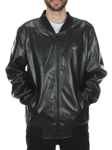 P2112 BLACK Куртка из эко-кожи мужская размер 48 российский