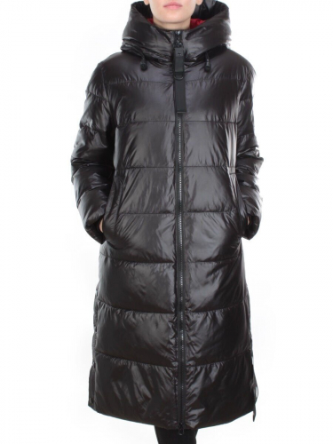 2230 BLACK Пальто женское зимнее AKIDSEFRS (200 гр. холлофайбера) размер 52