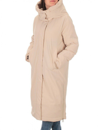 22377 BEIGE Пальто зимнее женское облегченное (150 гр. холлофайбера) размер S - 46 российский