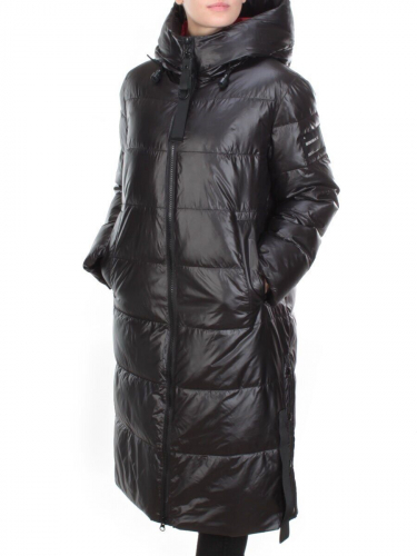2230 BLACK Пальто женское зимнее AKIDSEFRS (200 гр. холлофайбера) размер 52
