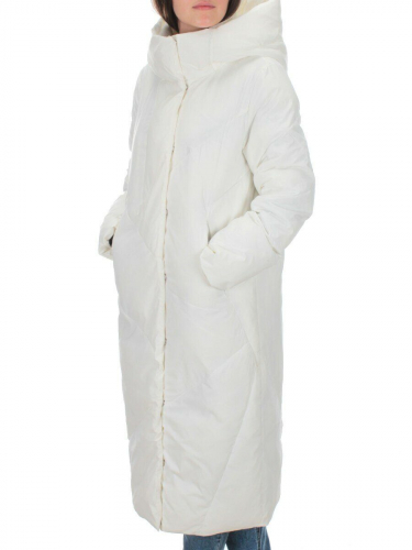 22339 WHITE Пальто стеганое зимнее женское (200 гр. холлофайбера) размер L - 50 российский