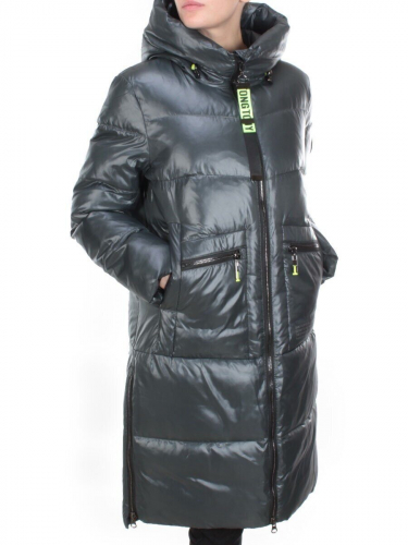 YR-989 DARK GREEN Пальто зимнее женское АЛИСА (200 гр. холлофайбера) размер 50/52
