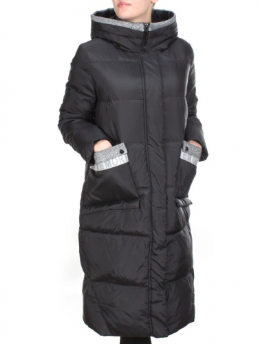 2115 BLACK Пальто зимнее женское MELISACITI (200 гр. холлофайбера) размер 50