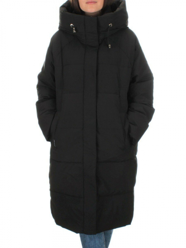 22369 BLACK Пальто зимнее женское (200 гр. холлофайбера) размер 52