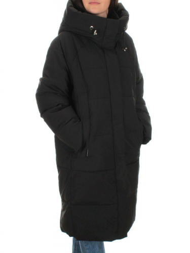 22369 BLACK Пальто зимнее женское (200 гр. холлофайбера) размер 52