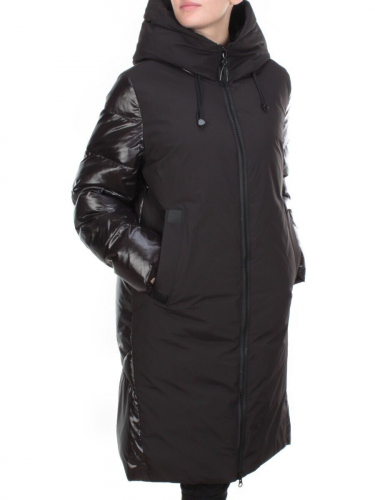 2235 BLACK Пальто женское зимнее AKIDSEFRS (200 гр. холлофайбера) размер 50