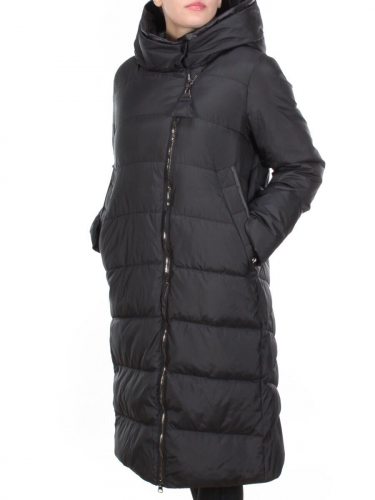 2118 BLACK Пальто зимнее женское MELISACITI (200 гр. холлофайбера) размер 50
