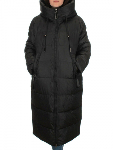 H-2208 BLACK Пальто зимнее женское (200 гр .холлофайбер) размер 50