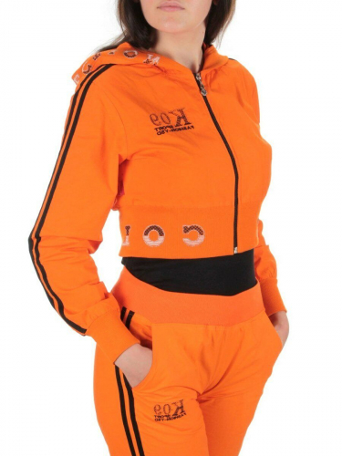 2388 ORANGE/BLACK Костюм спортивный тройка женский (100% полиэстер )