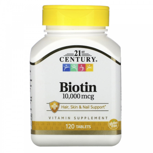 21st Century, биотин, 10 000 мкг, 120 таблеток