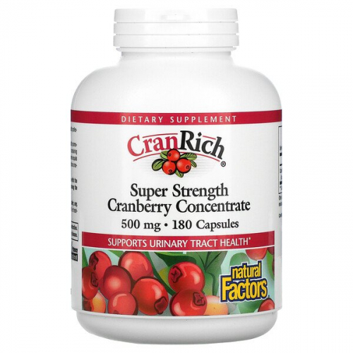 Natural Factors, CranRich, Super Strength, концентрат клюквы, 500 мг, капсулы