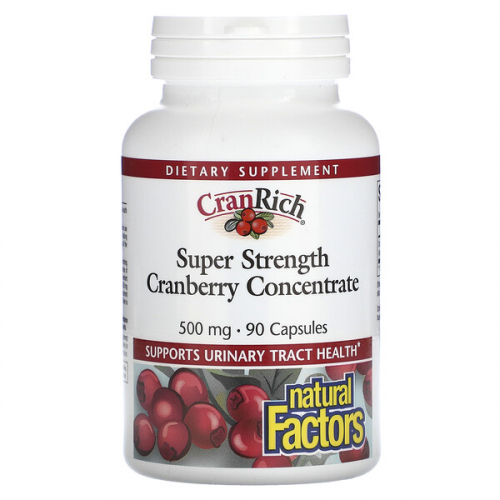 Natural Factors, CranRich, Super Strength, концентрат клюквы, 500 мг, капсулы