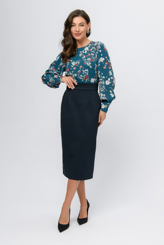 Блуза 1001 DRESS #929345Бирюзовый (принт)