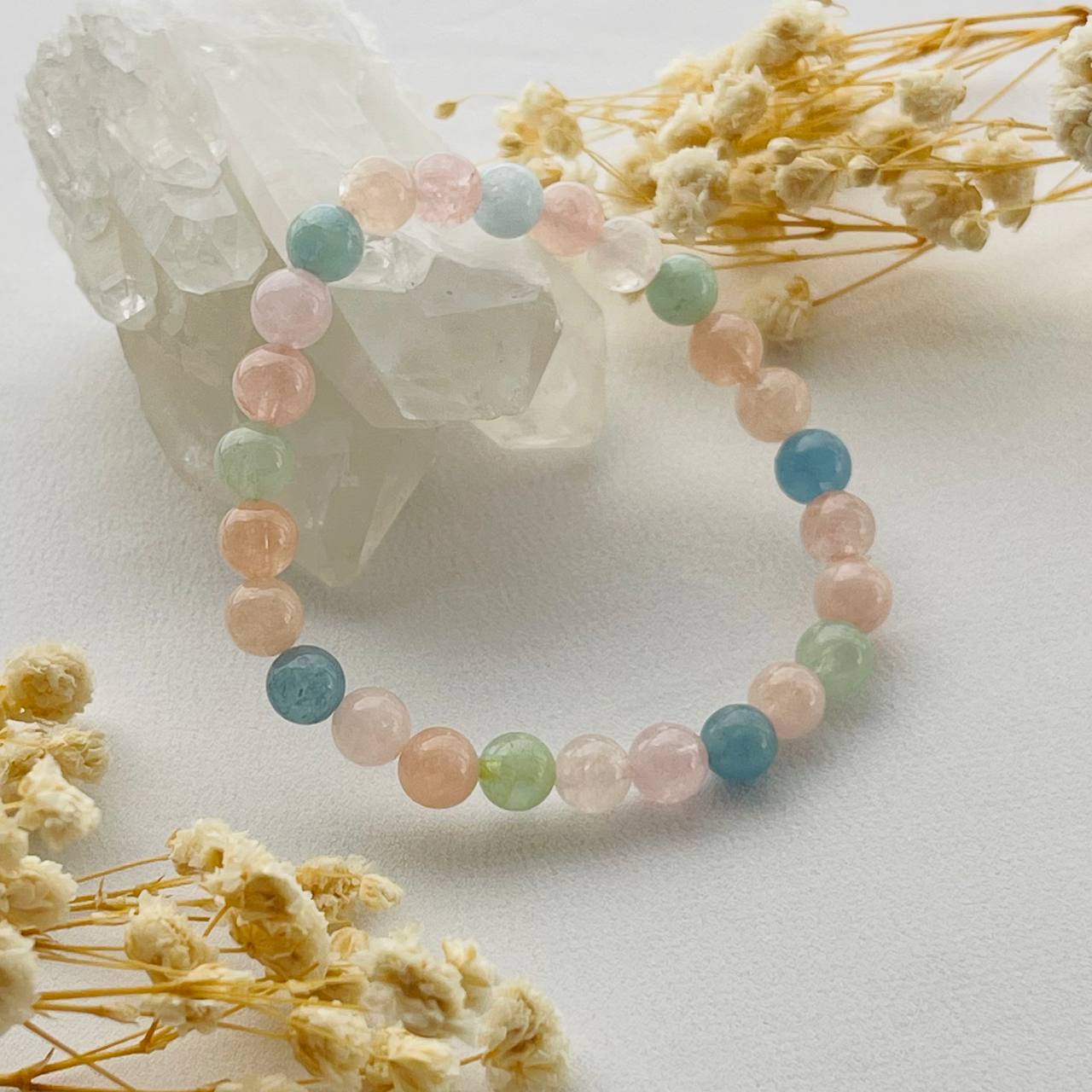 Радуга Самоцветов Браслет из Берилла, Аквамарина и Морганита