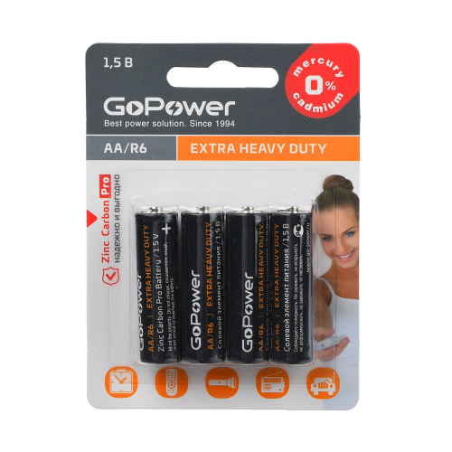 Батарейка GoPower R06 AA BL4 (4/48/576)