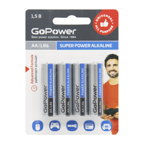 Батарейка GoPower LR06 AA BL4 (4/48/576)