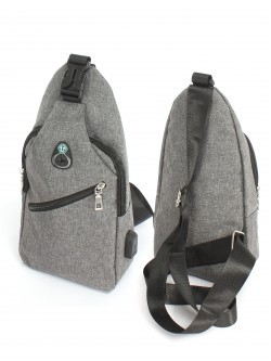 Рюкзак (сумка) муж Battr-611 (однолямочный), (USB-заряд), 1отд, плечевой ремень, 2внеш карм, серый 254333