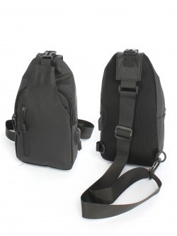 Рюкзак (сумка) муж Battr-604 (однолямочный), (USB-заряд), 1отд, плечевой ремень, 2внеш карм, черный 254336