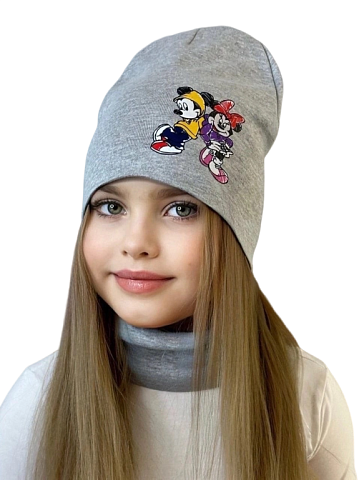 Детский набор шапка и снуд Серый Арт. ДН22