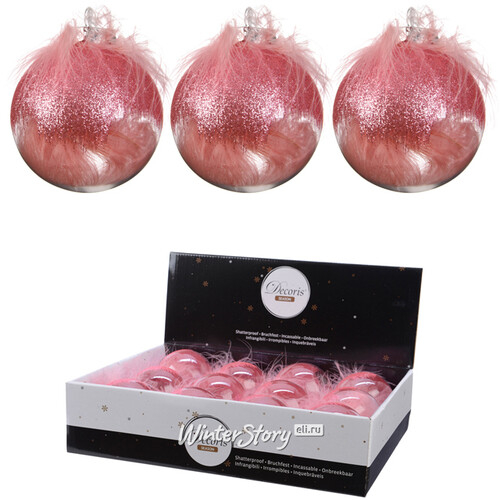 Набор пластиковых шаров Розовый Фламинго 8 см, 12 шт (Kaemingk)