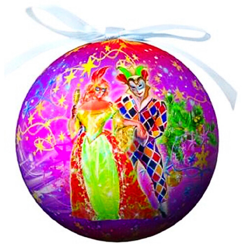 Пластиковый елочный шар Новогодний Маскарад 12 см (Незабудка)