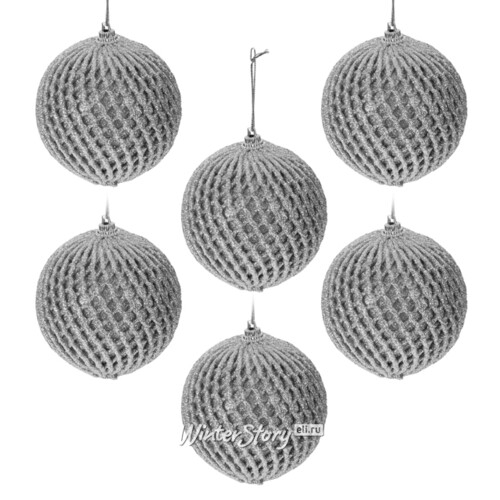 Набор елочных шаров Teary Silver 8 см, 12 шт, пластик (Koopman)