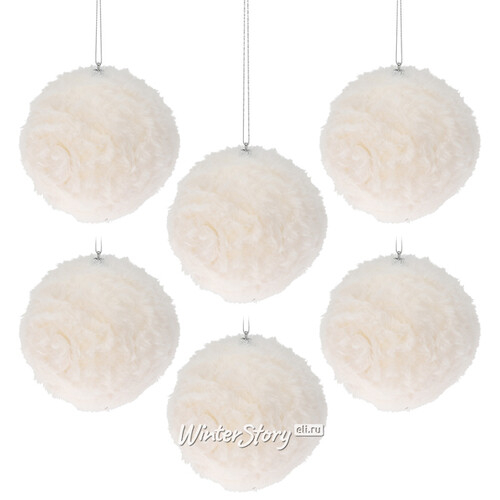Набор елочных шаров Fluffy Snowballs 12 см, 12 шт (Koopman)