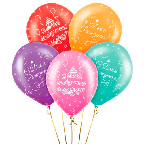 Набор шаров С Днем Рождения Веселая вечеринка (5 шт) L0318-2. в Нижнем Новгороде