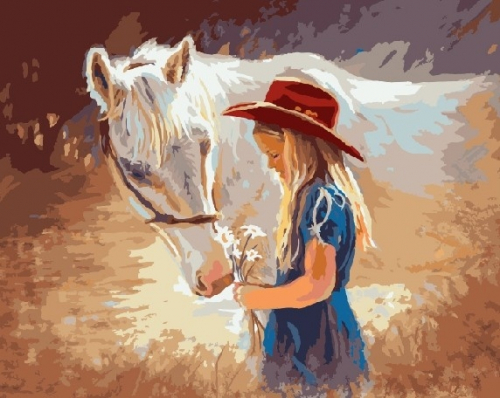 GX 7583 Девочка и лошадь Картины 40х50 GX и US
