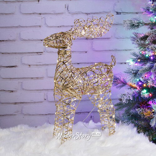 Светодиодная фигура Олень Северино - Golden Gloss 50 см, 40 теплых белых LED ламп, на батарейках, IP20 (Koopman)