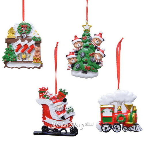 Набор елочных игрушек Christmas Moment 8 см, 4 шт, подвеска (Kaemingk)