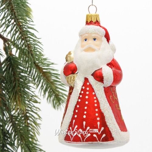 Стеклянная ёлочная игрушка Дед Мороз - Добрый старец с севера 14 см, подвеска (Коломеев)