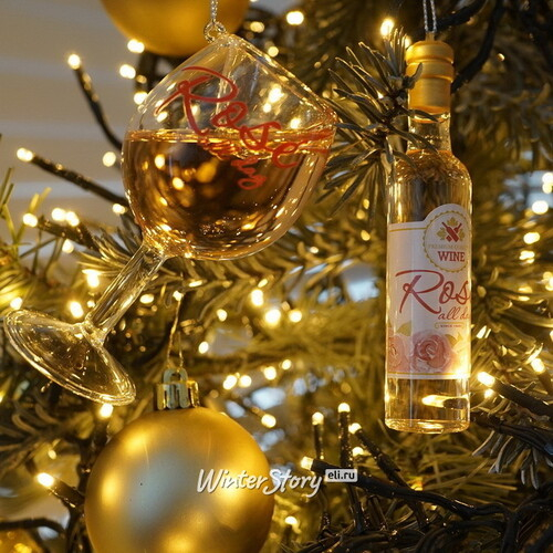 Набор стеклянных елочных игрушек Вино Rose - Cotes de Provence 10-11 см, 2 шт, подвеска (Kurts Adler)